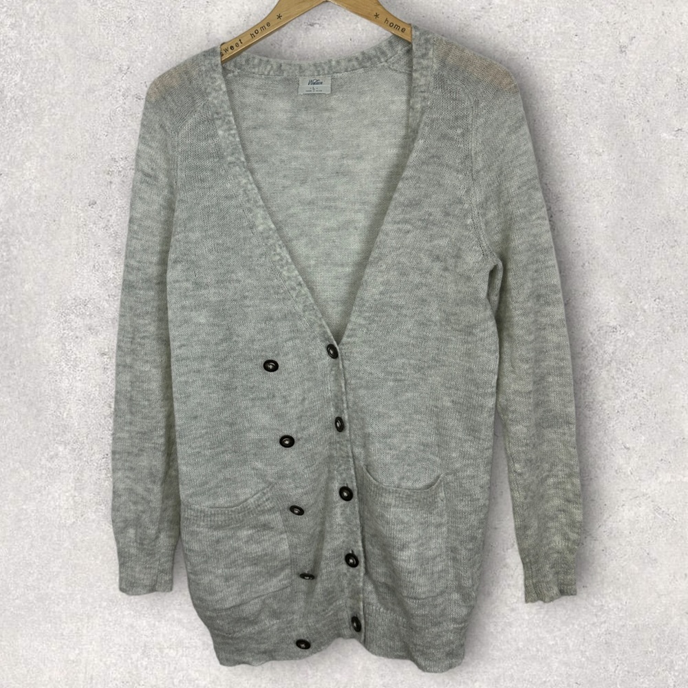 Madewell Mohair Blend Double Breasted Knit Cardigan Sweater Grey Size Large Boho